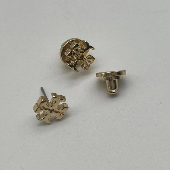 Tory Burch Classic Small Logo Stud Earrings with Gold Plating - Picture 3 of 8
